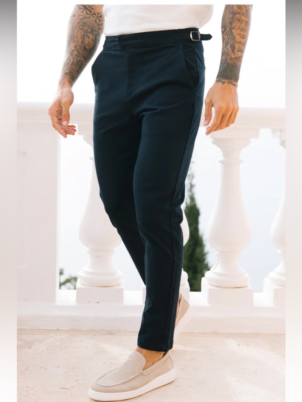 Men's Tailored Chino Pants in Dark Navy